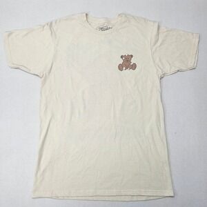 Eighty Eight Mens Graphic T‎ Shirt Cream Teddy Bear Feel Good Print Size Medium
